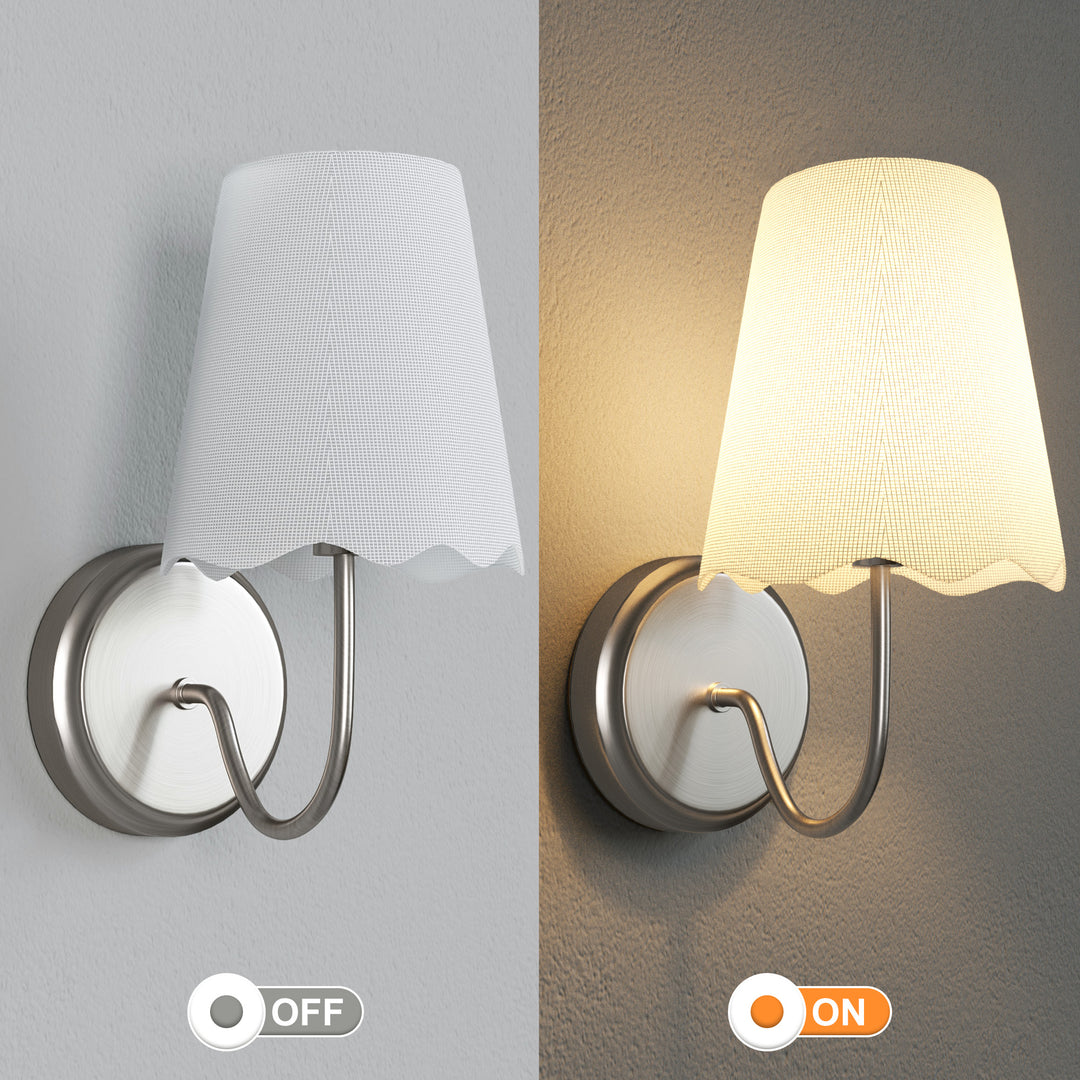 Twilight Brass Armed Sconce With White Linen Shade #39005