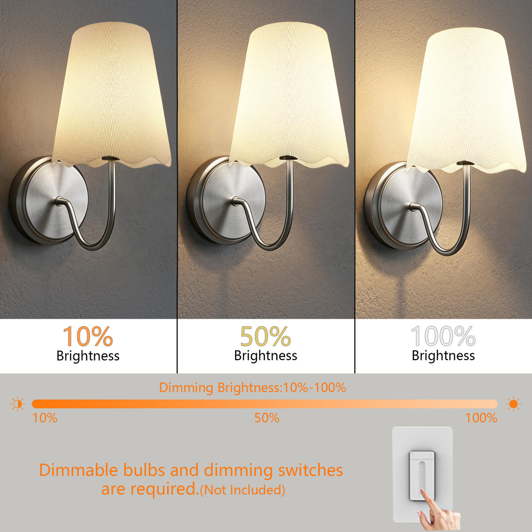 Twilight Brass Armed Sconce With White Linen Shade #39005