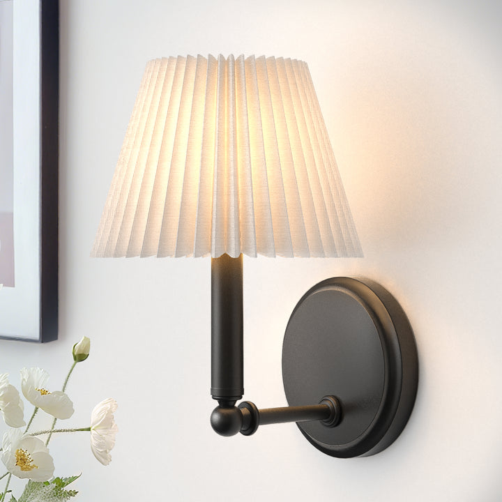 Twilight Brass Armed Sconce With White Linen Shade #39006