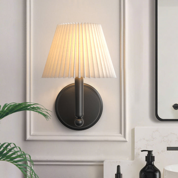 Twilight Brass Armed Sconce With White Linen Shade #39006