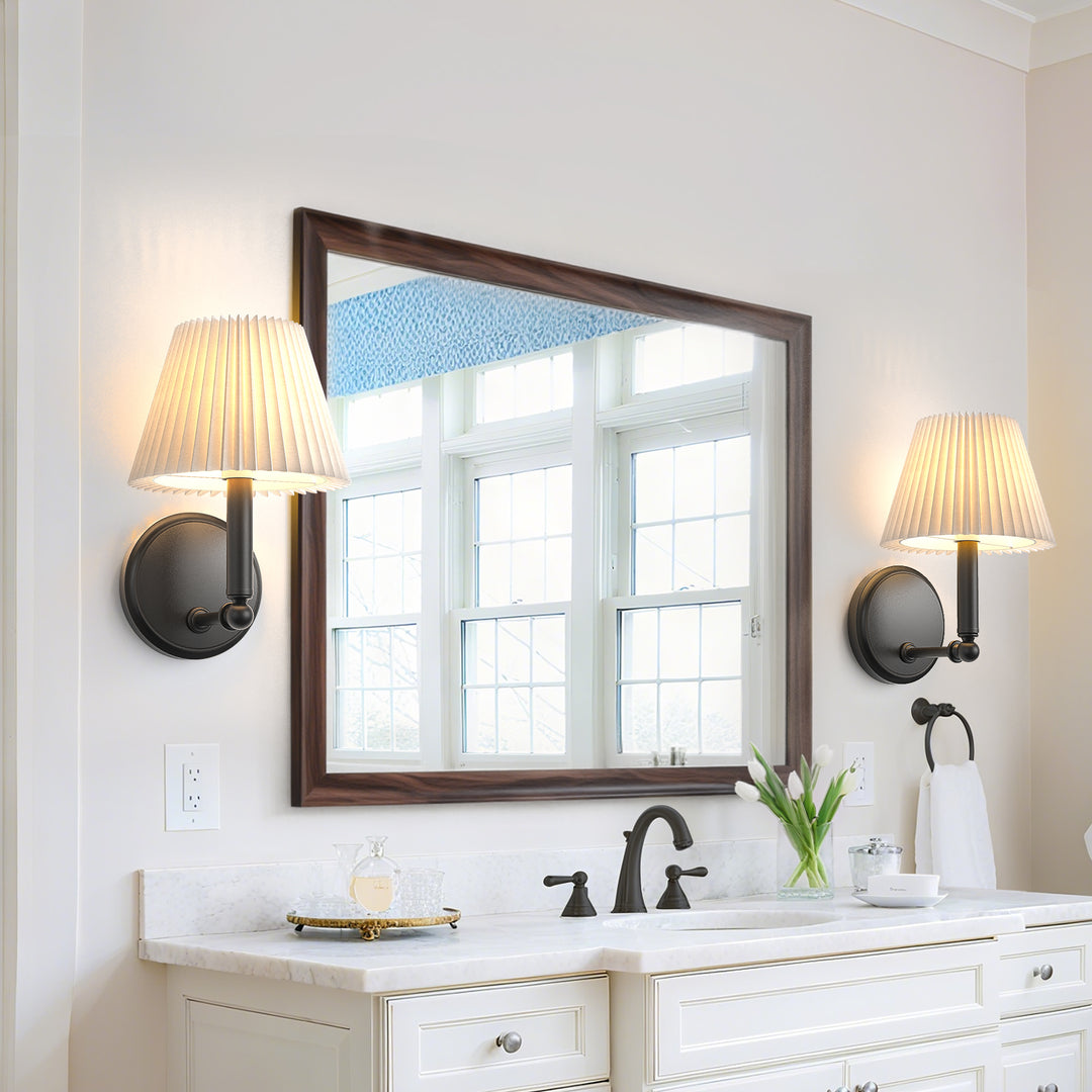 Twilight Brass Armed Sconce With White Linen Shade #39006
