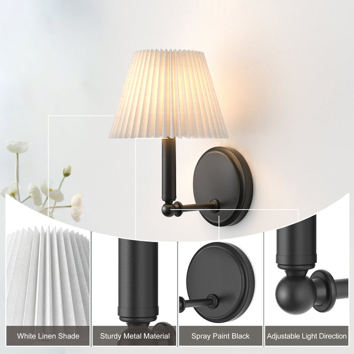 Twilight Brass Armed Sconce With White Linen Shade #39006