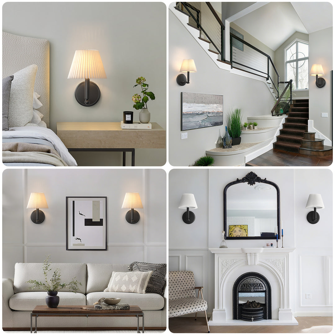 Twilight Brass Armed Sconce With White Linen Shade #39006