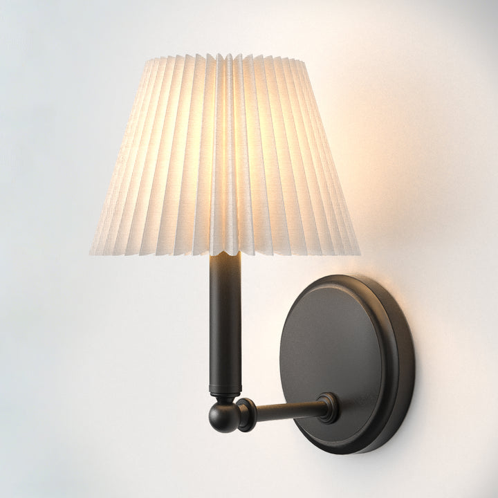 Twilight Brass Armed Sconce With White Linen Shade #39006