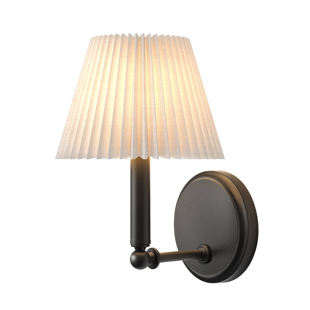 Twilight Brass Armed Sconce With White Linen Shade #39006