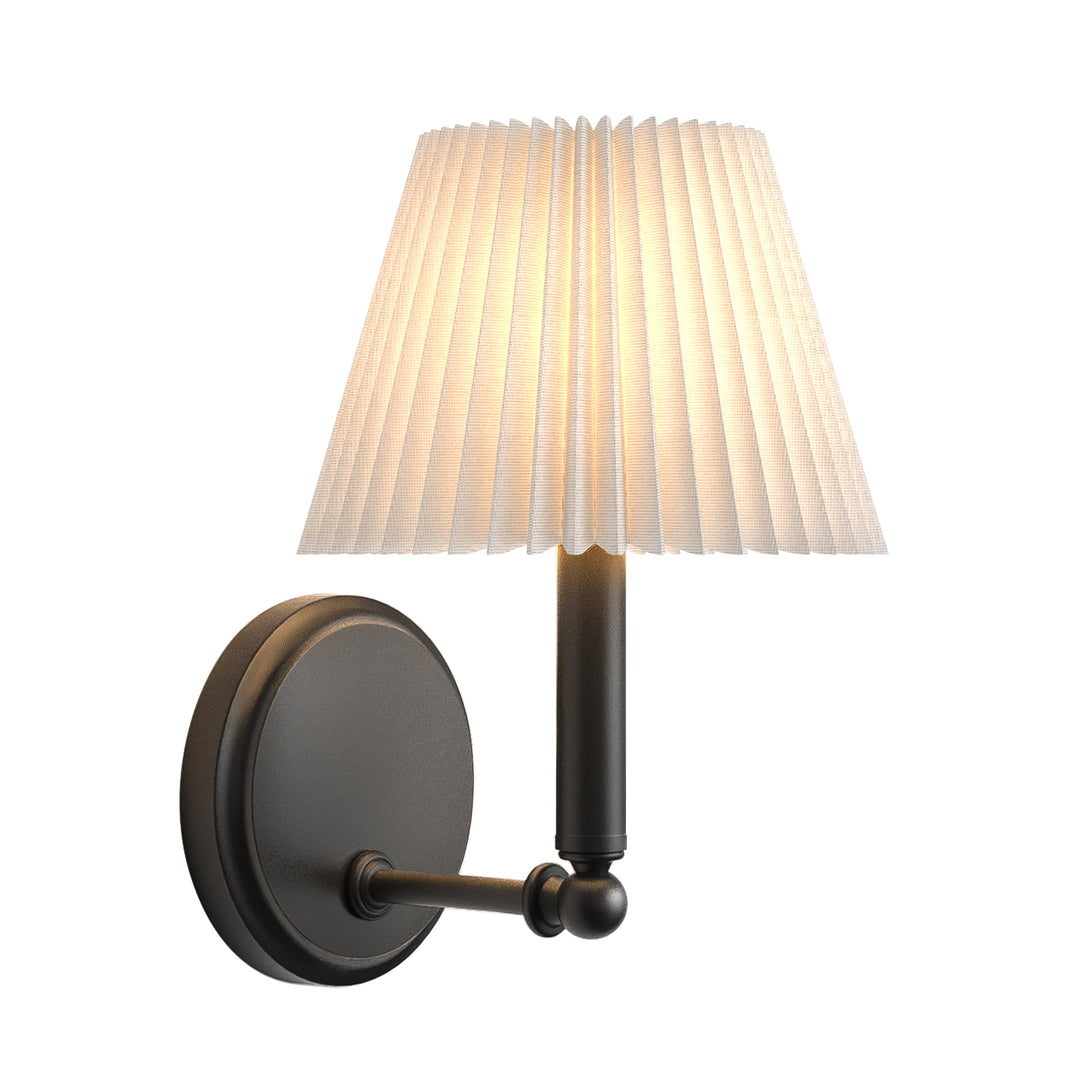 Twilight Brass Armed Sconce With White Linen Shade #39006