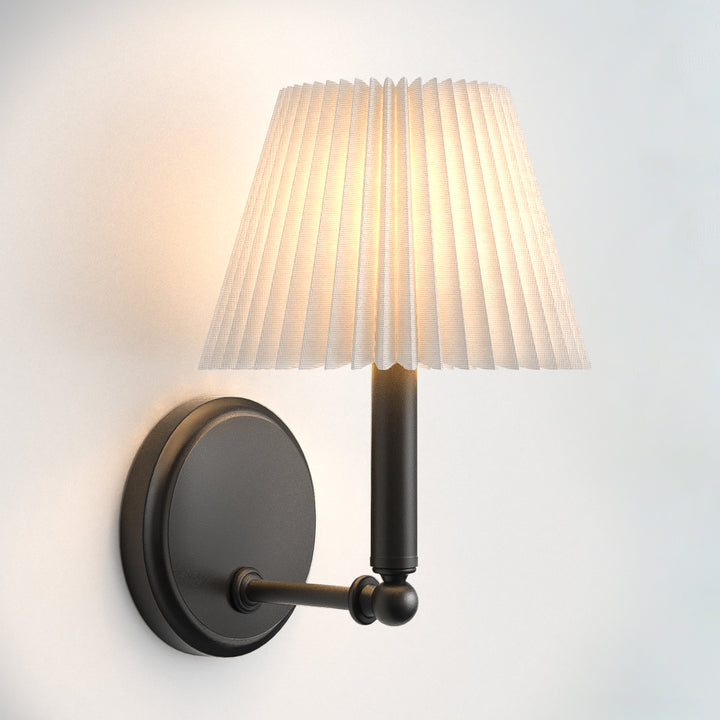 Twilight Brass Armed Sconce With White Linen Shade #39006