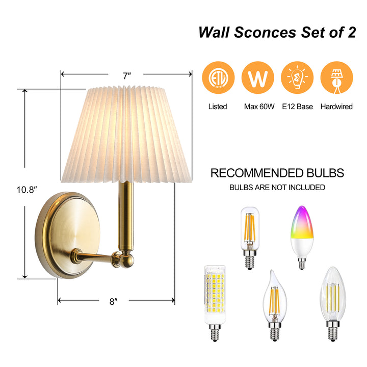 Twilight Brass Armed Sconce With White Linen Shade #39006