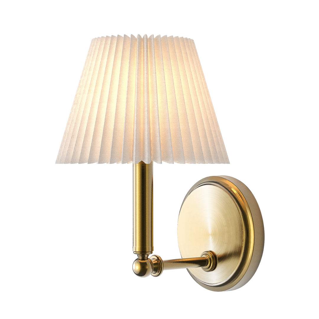 Twilight Brass Armed Sconce With White Linen Shade #39006