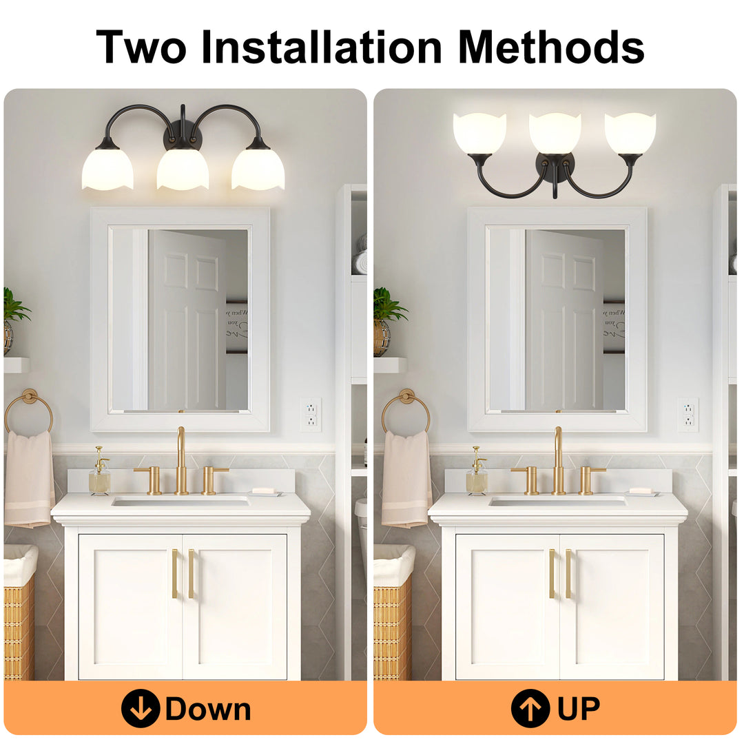23.6''W 3-Light Dimmable Vanity Light with Opal Glass #39014