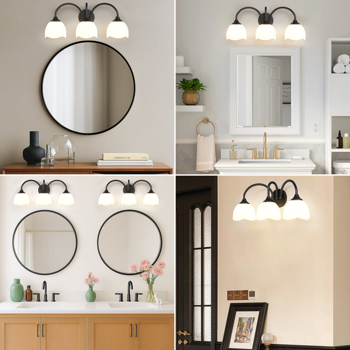 23.6''W 3-Light Dimmable Vanity Light with Opal Glass #39014