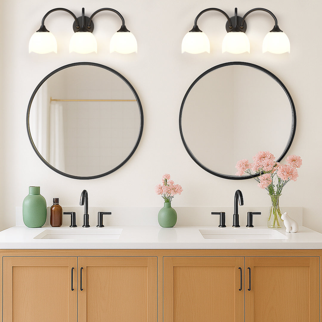23.6''W 3-Light Dimmable Vanity Light with Opal Glass #39014