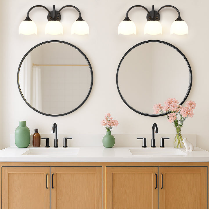 23.6''W 3-Light Dimmable Vanity Light with Opal Glass #39014