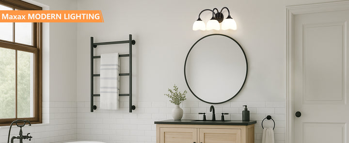 23.6''W 3-Light Dimmable Vanity Light with Opal Glass #39014