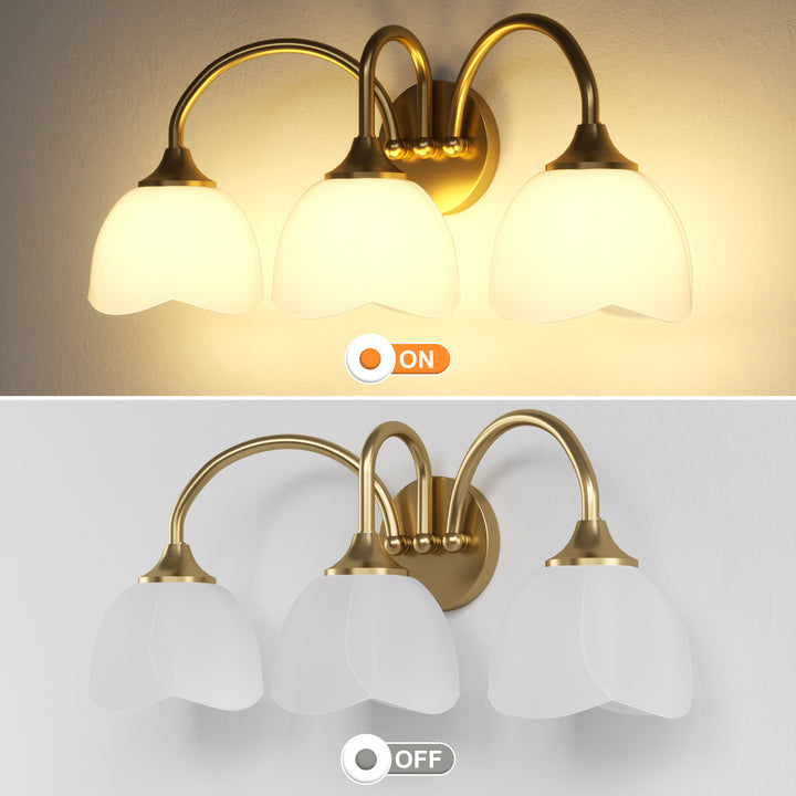 23.6''W 3-Light Dimmable Vanity Light with Opal Glass #39014