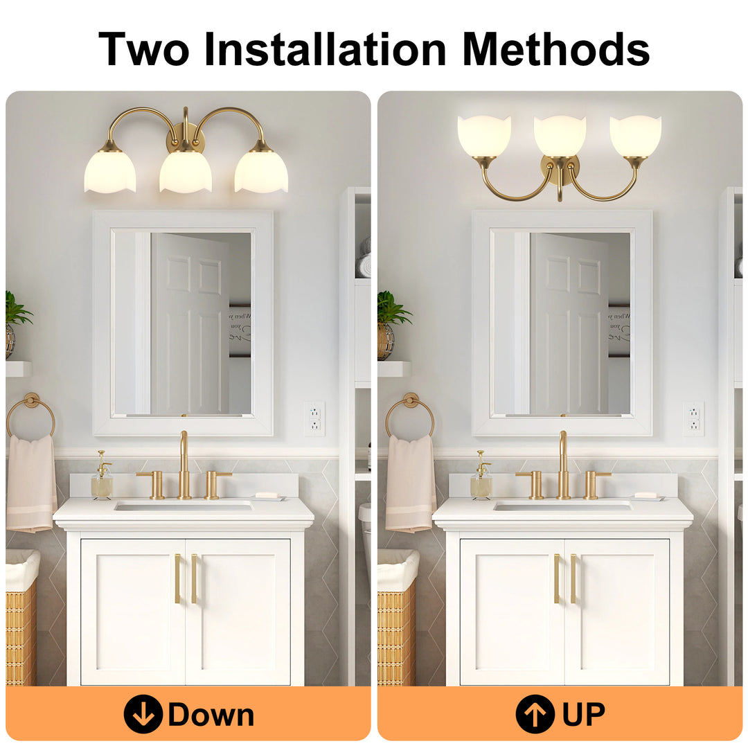 23.6''W 3-Light Dimmable Vanity Light with Opal Glass #39014