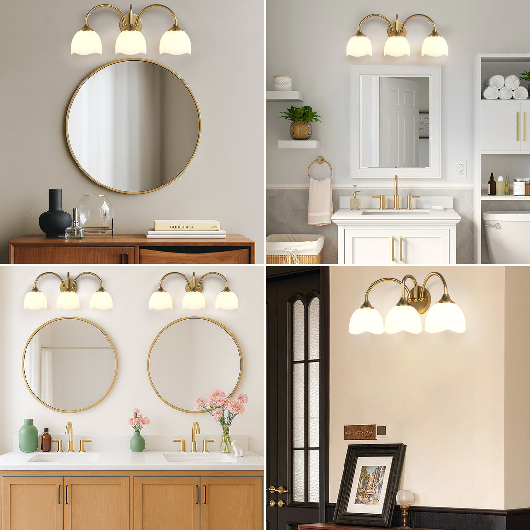 23.6''W 3-Light Dimmable Vanity Light with Opal Glass #39014