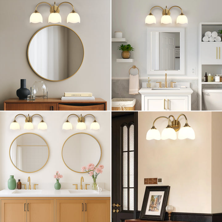 23.6''W 3-Light Dimmable Vanity Light with Opal Glass #39014