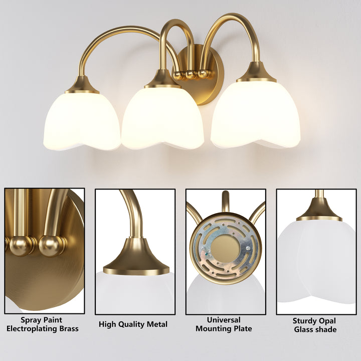 23.6''W 3-Light Dimmable Vanity Light with Opal Glass #39014