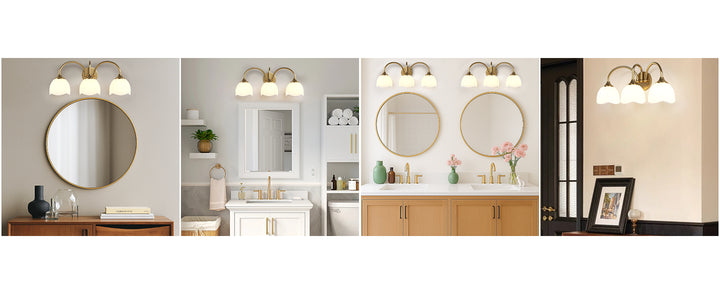 23.6''W 3-Light Dimmable Vanity Light with Opal Glass #39014