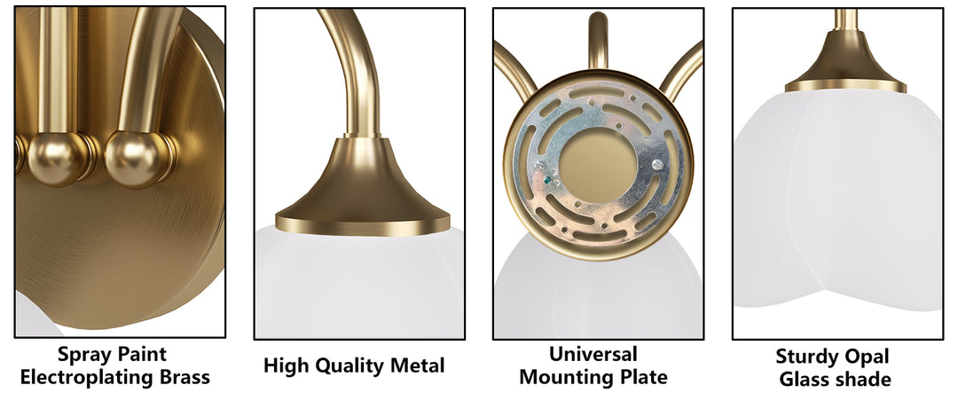 23.6''W 3-Light Dimmable Vanity Light with Opal Glass #39014