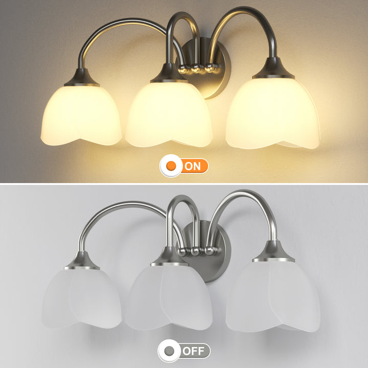 23.6''W 3-Light Dimmable Vanity Light with Opal Glass #39014