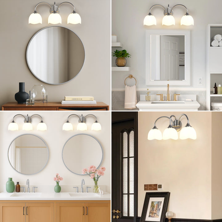 23.6''W 3-Light Dimmable Vanity Light with Opal Glass #39014