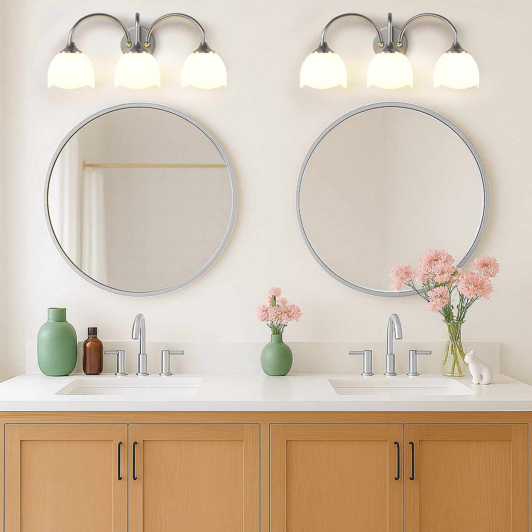 23.6''W 3-Light Dimmable Vanity Light with Opal Glass #39014