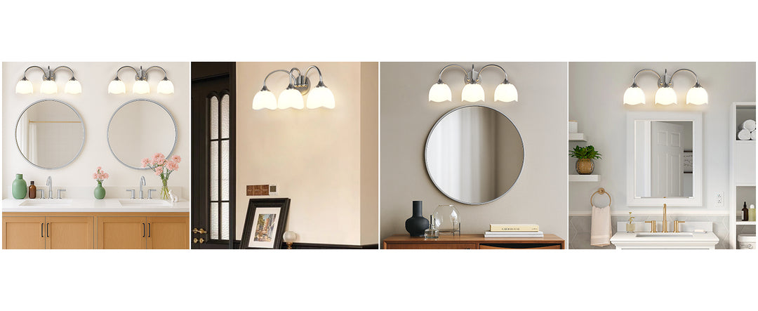 23.6''W 3-Light Dimmable Vanity Light with Opal Glass #39014