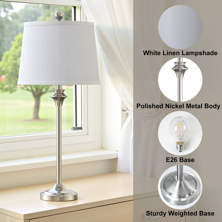Maxax Metal Buffet Lamp with Oatmeal shade (Set of 2) #T13