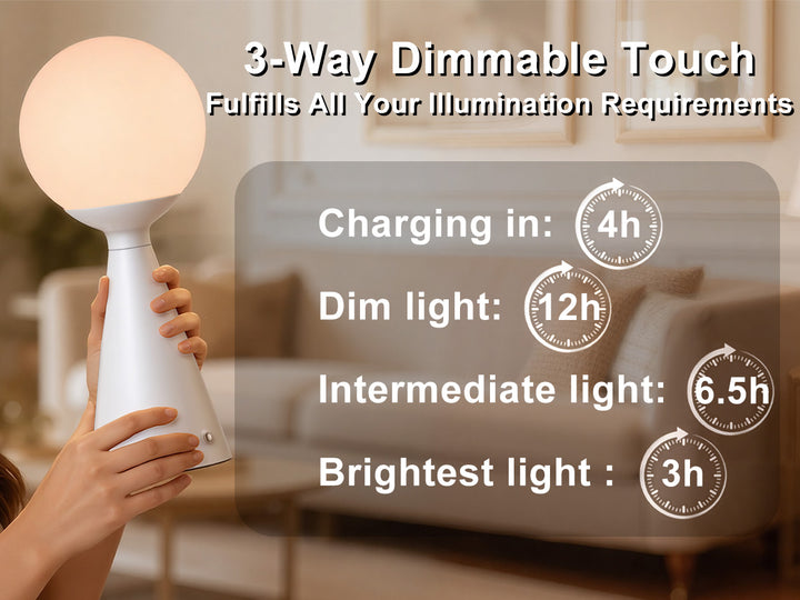 Vivid 13" Modern Rechargeable Touch Led Table Lamp With Round Shade And Usb-C Charging #T279
