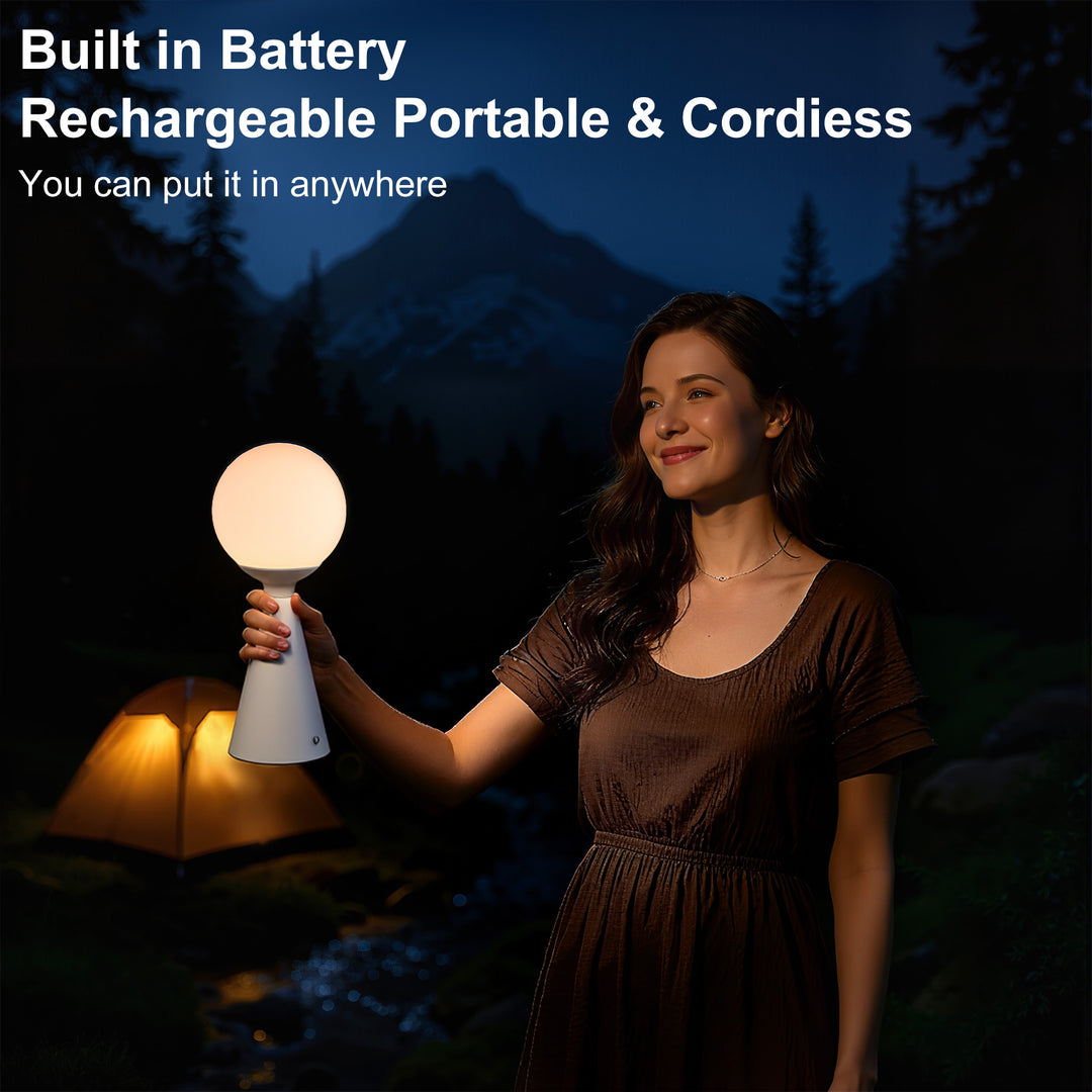 Vivid 13" Modern Rechargeable Touch Led Table Lamp With Round Shade And Usb-C Charging #T279