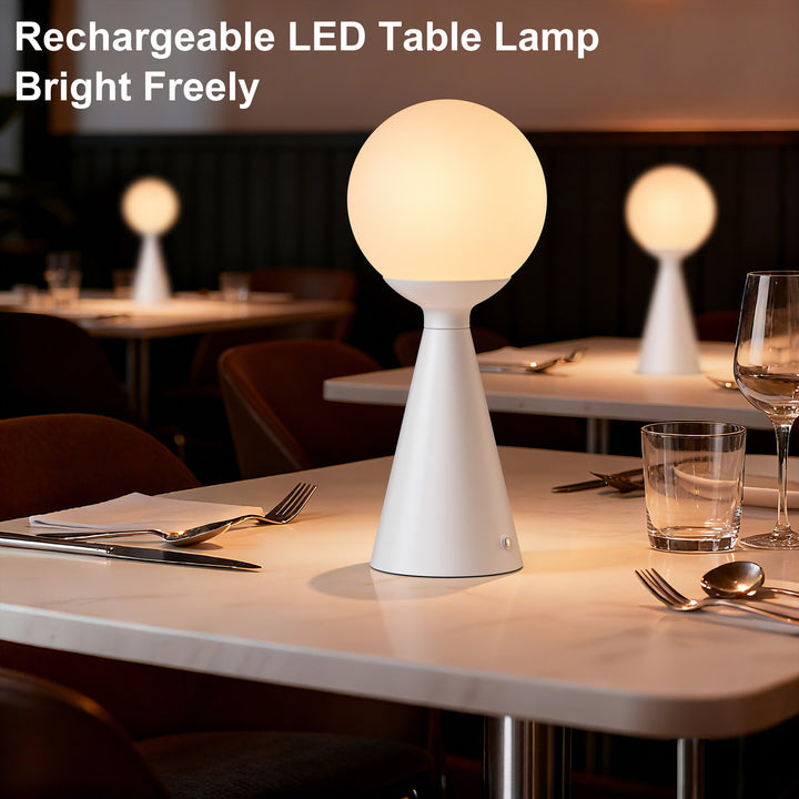 Vivid 13" Modern Rechargeable Touch Led Table Lamp With Round Shade And Usb-C Charging #T279