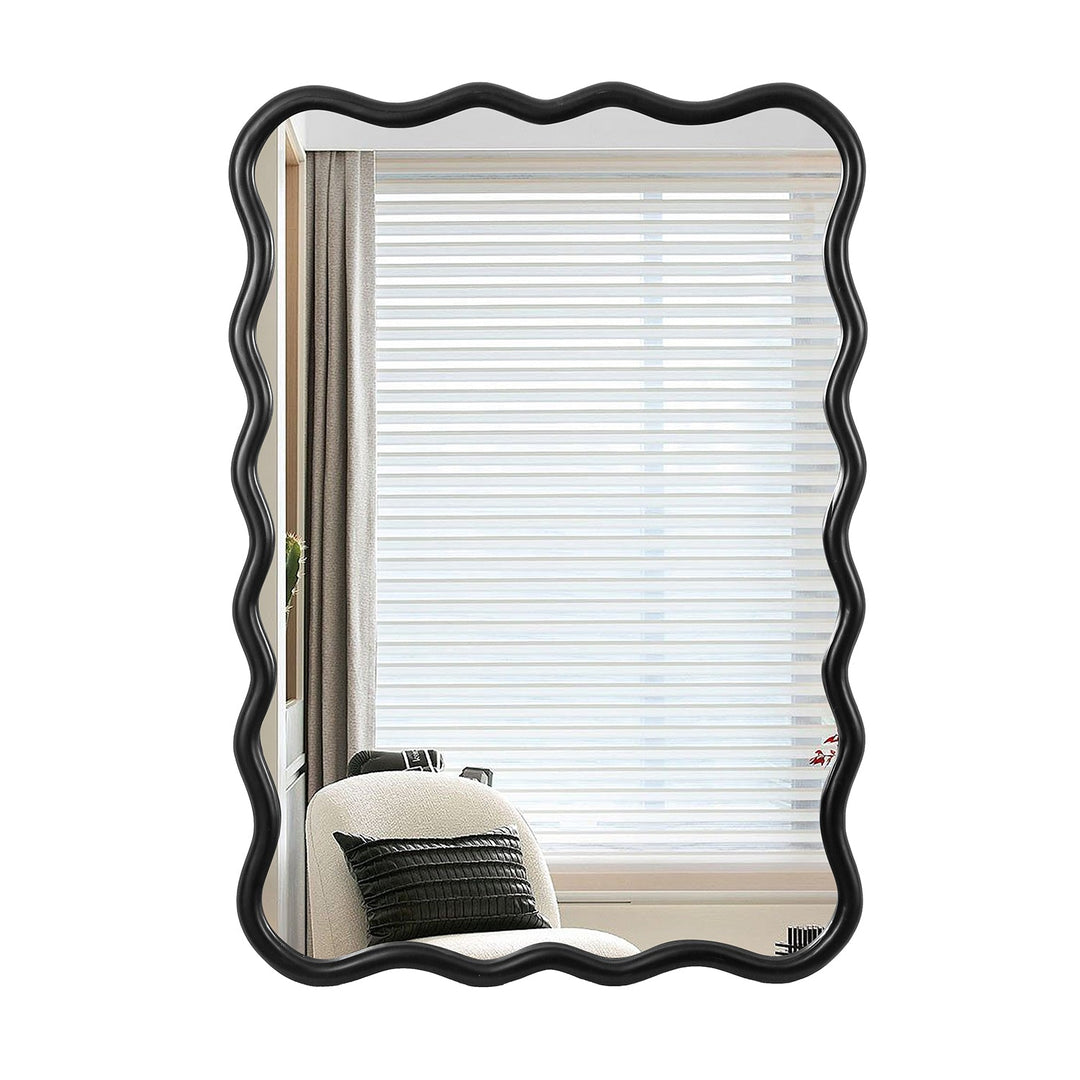 Clarity Modern Solid Wood Wavy Rectangle Wall Mirror #WM-005