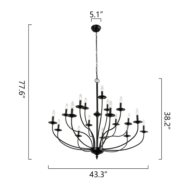 MAXAX 18 - Light Candle Style Traditional Chandelier with Wrought Iron Accents#MX19134