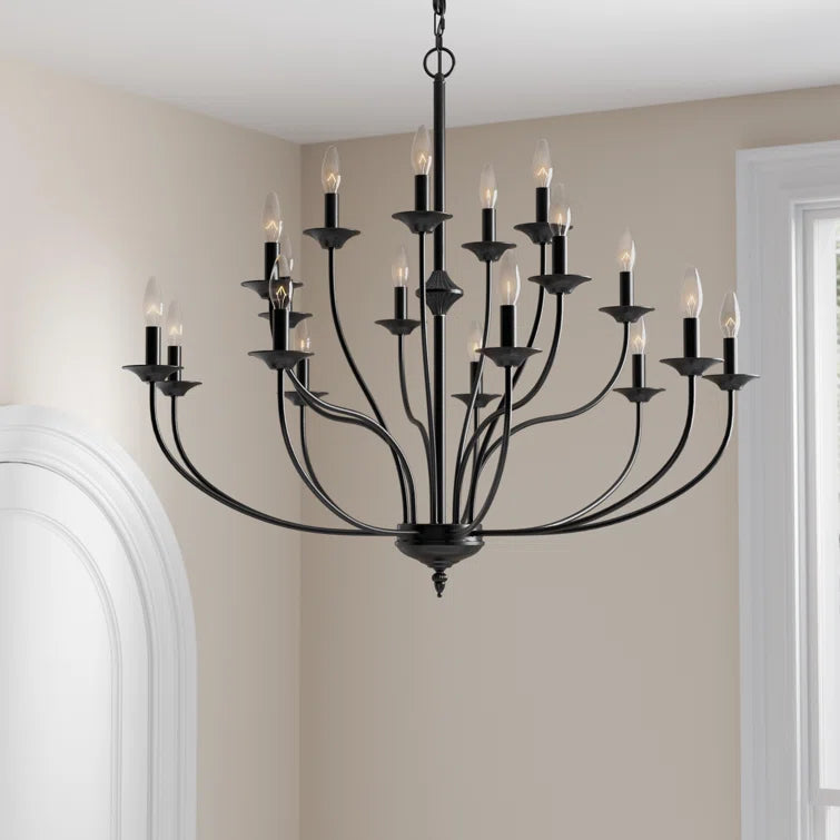 MAXAX 18 - Light Candle Style Traditional Chandelier with Wrought Iron Accents#MX19134