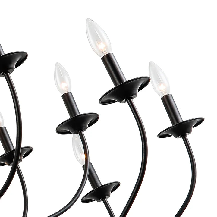 MAXAX 18 - Light Candle Style Traditional Chandelier with Wrought Iron Accents#MX19134-18BK-P