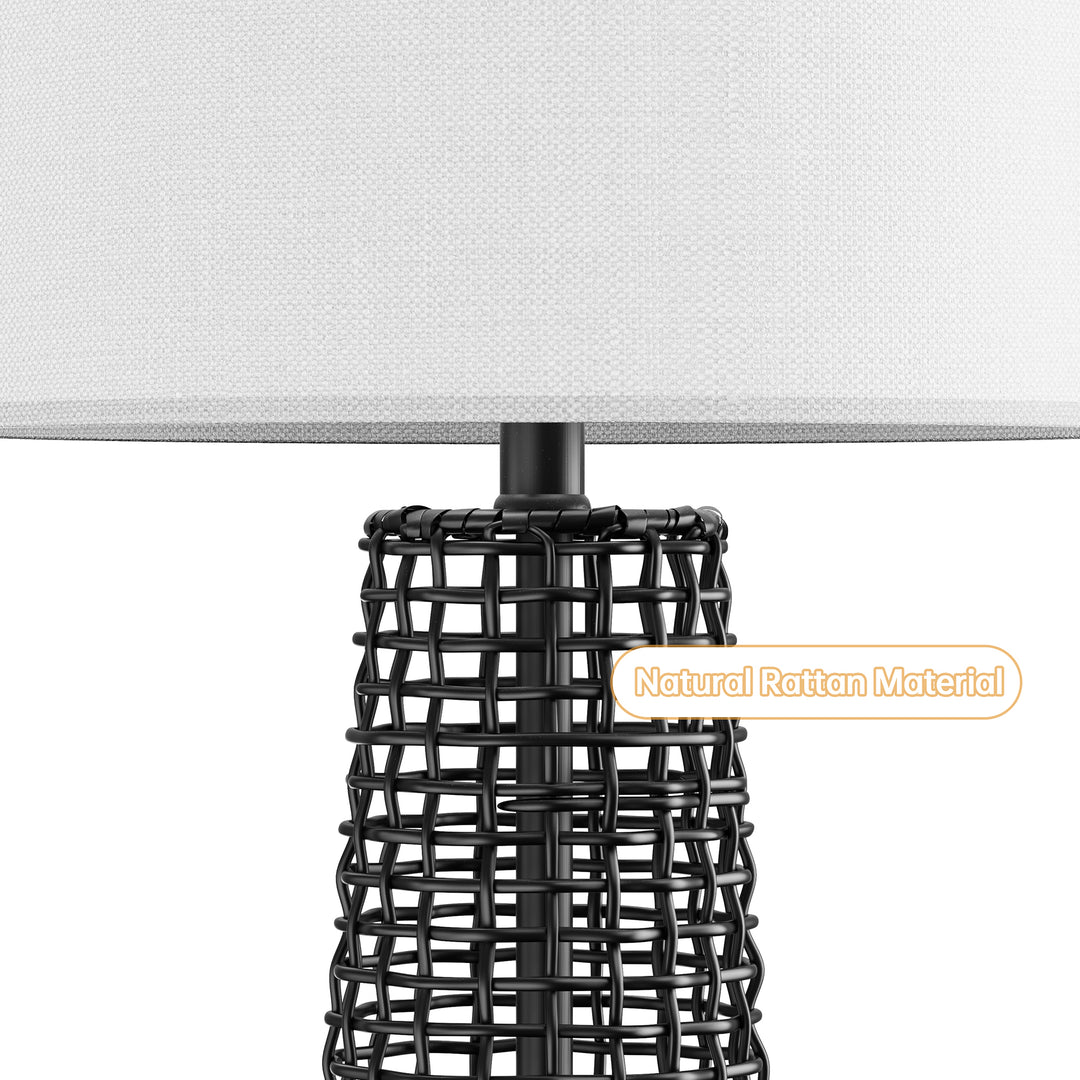 26.5'' Dimmable Traditional Rattan Table Lamp For Living Room/Bedroom (Set of 2)