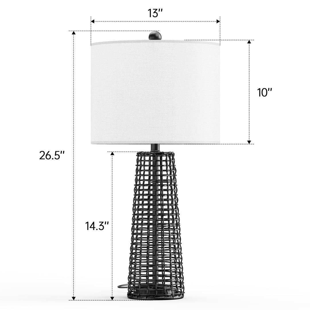 26.5'' Dimmable Traditional Rattan Table Lamp For Living Room/Bedroom (Set of 2)