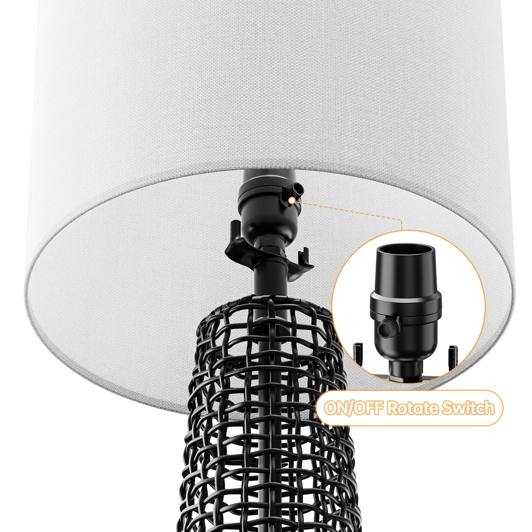 26.5'' Dimmable Traditional Rattan Table Lamp For Living Room/Bedroom (Set of 2)