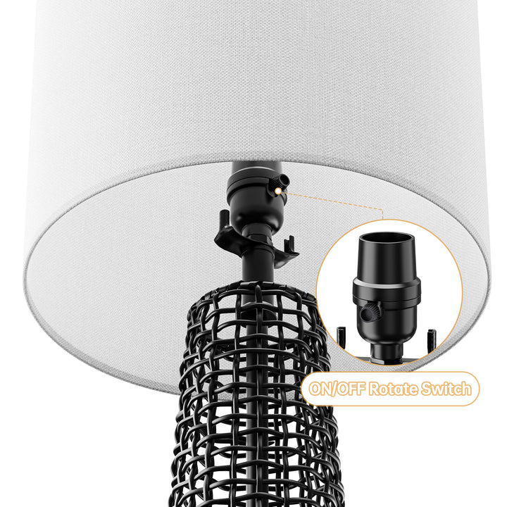 26.5'' Dimmable Traditional Rattan Table Lamp For Living Room/Bedroom (Set of 2)