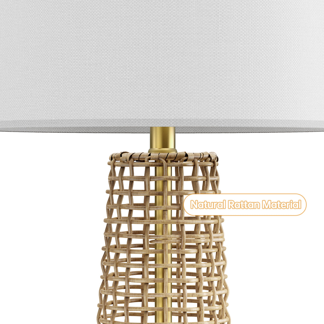 26.5'' Dimmable Traditional Rattan Table Lamp For Living Room/Bedroom (Set of 2)