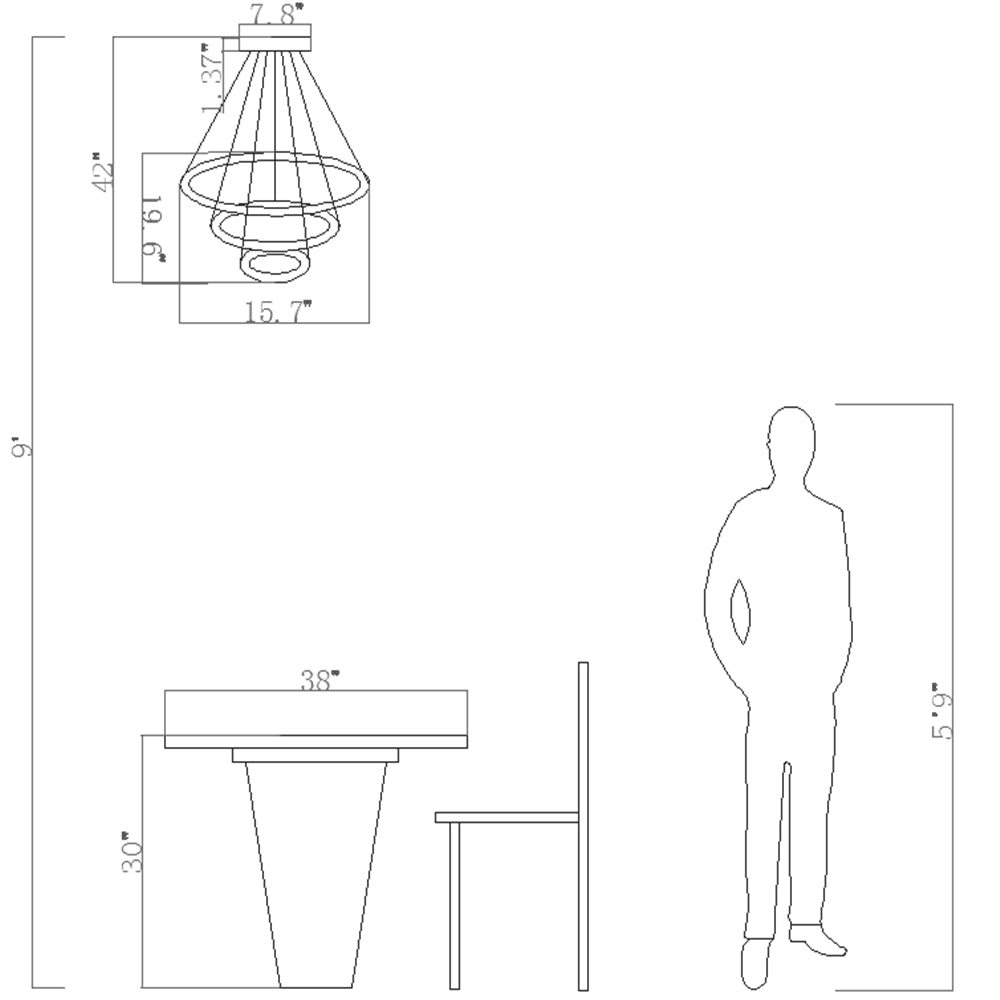 Maxax 4 - Light Unique Tiered LED Crystal Chandelier #YX-450