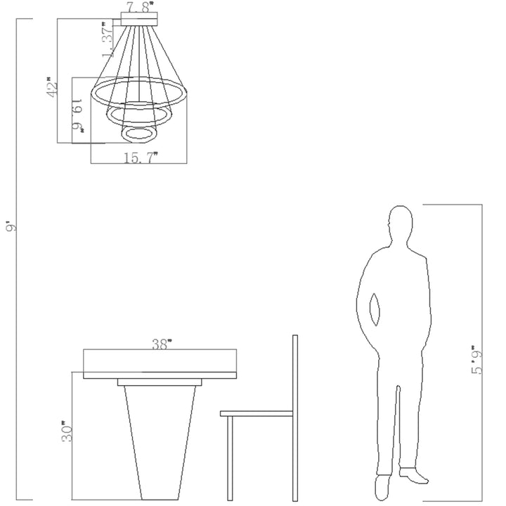 Maxax 4 - Light Unique Tiered LED Crystal Chandelier #YX-450