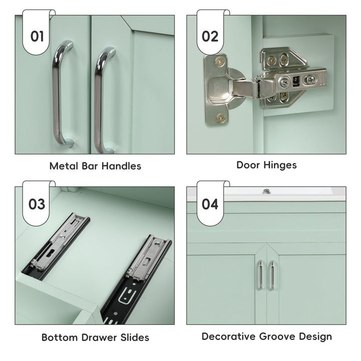 30'' Single Bathroom Vanity Cabinet With Ceramic Top #BV-008-30GN