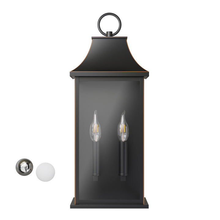 Maxax Dusk to Dawn Outdoor Wall Lights 3-Light, Oil Rubbed Bronze Exterior Lighting Fixtures, 25" Large Outdoor Wall Sconce, Waterproof Outside Wall Lantern for Porch Patio Garage #7076