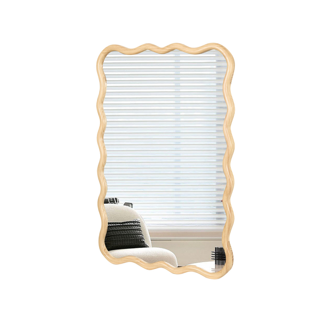 Clarity Modern Solid Wood Wavy Rectangle Wall Mirror #WM-005