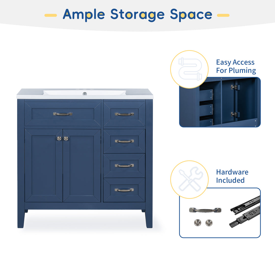 36'' Single Bathroom Vanity Cabinet With Ceramic Top #BV-007