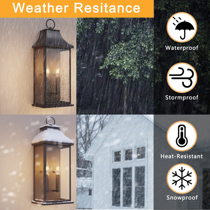 Maxax Dusk to Dawn Outdoor Wall Lights 3-Light, Oil Rubbed Bronze Exterior Lighting Fixtures, 25" Large Outdoor Wall Sconce, Waterproof Outside Wall Lantern for Porch Patio Garage #7076-3BR