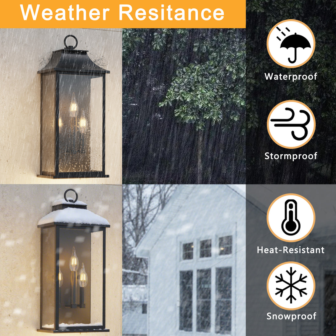 Maxax Dusk to Dawn Outdoor Wall Lights 3-Light, Oil Rubbed Bronze Exterior Lighting Fixtures, 25" Large Outdoor Wall Sconce, Waterproof Outside Wall Lantern for Porch Patio Garage #7076-3BR